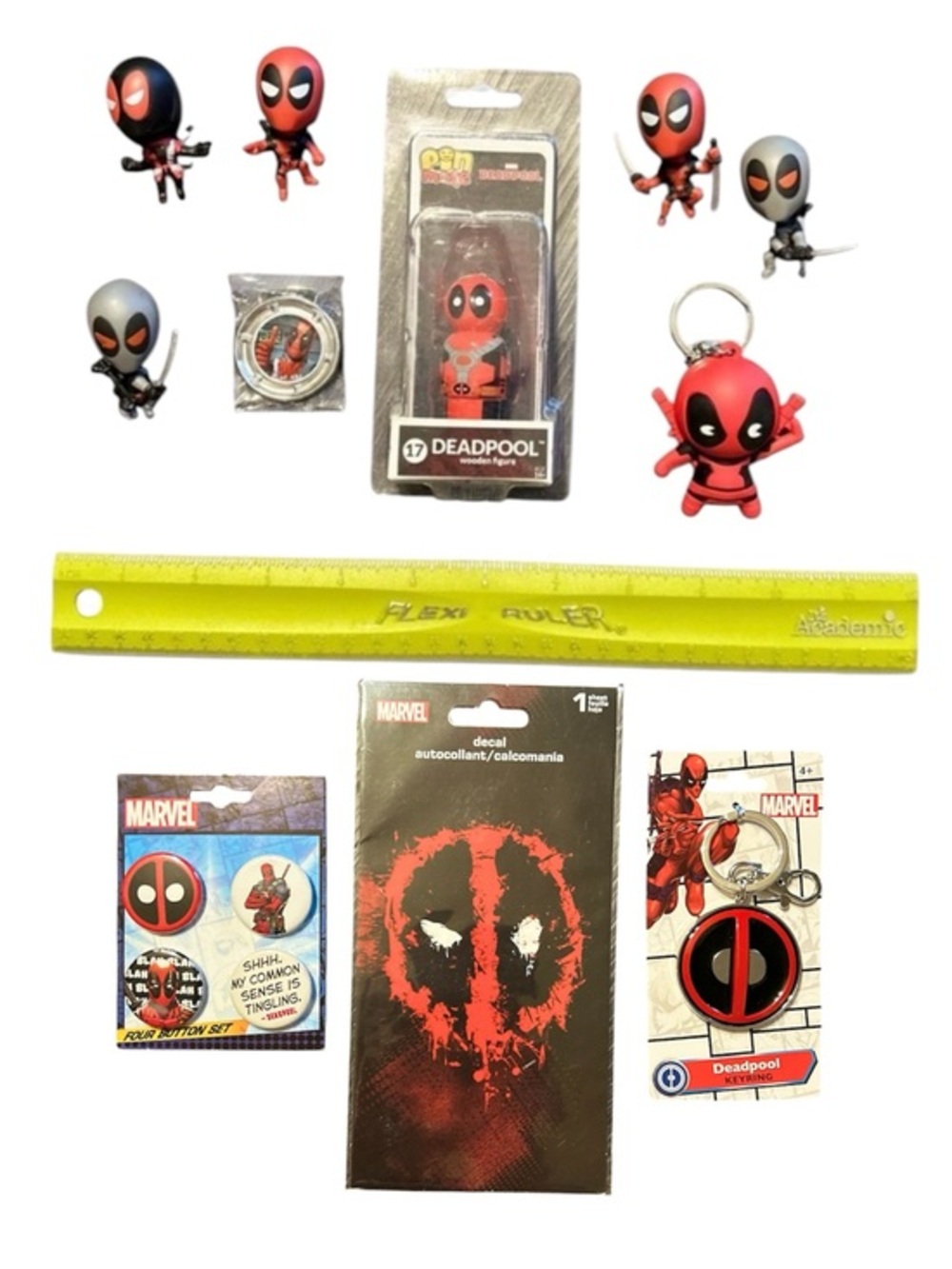 Deadpool Figures Pin Mate Keychain Bundle Lot